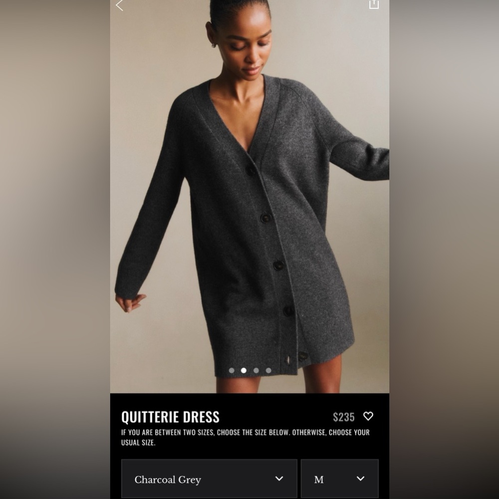 Sezane Quitterie Mini Dress in Charcoal Grey. Never worn. Brand new